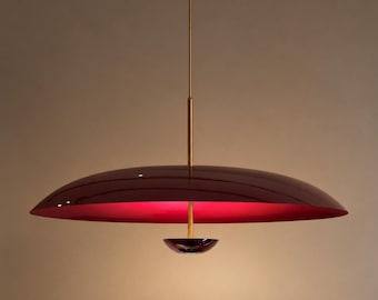 Modern Cherry Colour Dome Pendent Celling Fixture Lamp Dinning Celling Hanging or kitchen Celling Pendent Modern brass light Living Room