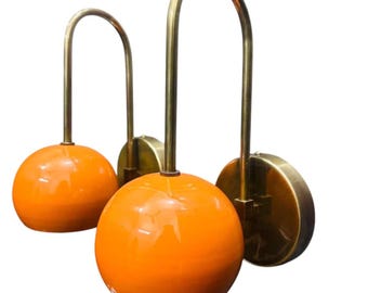 Mid-Century Handmade Orange Ball Light Brass Wall Sconce perfect for home decor luxury light Bedside Fixture