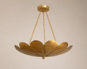Raw Brass 3-Light Flower Chandelier, Mid Century Sputnik Style Rich Style Celling Lamp