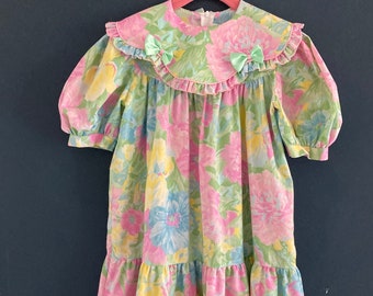 Robe de soirée fleurie vintage des années 80, 8 ans