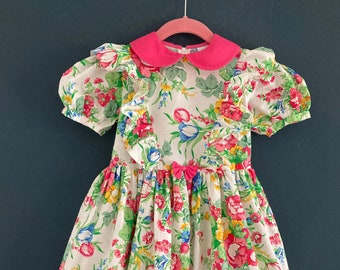 Vestido de fiesta floral vintage años 80, 7 años