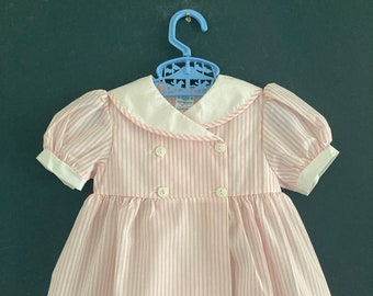 Vintage Pink Stripe Dress, Size 3 - 6 Months