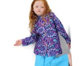 Girls Blouse ,Vintage 70s Retro, Boho Paisley Shirt