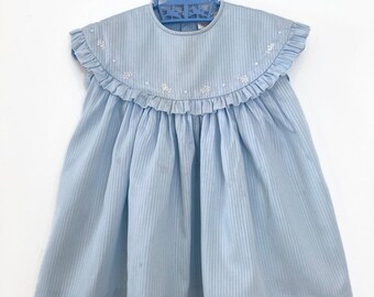 Blue Vintage Toddler Dress, Blue Baby Dress