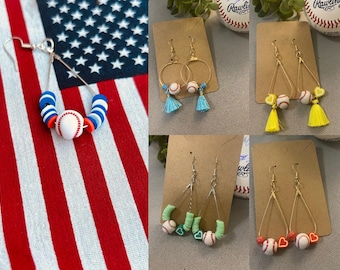 Baseball Earrings with Colored Accents (Multiple Varieties)