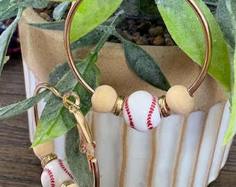 Baseball Gold Hoop Earrings