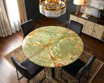 Custom Green Onyx Stone Table Set for Luxury Living Room Decor | Dining Room Furniturre