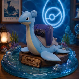 Lapras Controller Holder for PS5 & Xbox | Pokémon Inspired Gaming Stand | 3D Printed Desk Decor | Gamer Gift | 16cm Console Controller Stand