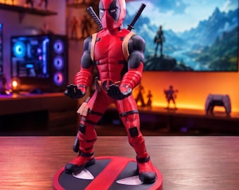 Deadpool Controller Holder for PS5, Xbox & Phone | 3D Printed Gaming Stand | 26cm Geek Desk Decor | Gamer Gift