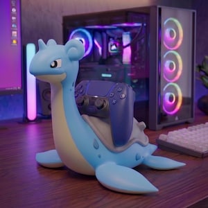 Lapras Controller Holder for PS5 & Xbox | Pokémon Inspired Gaming Stand | 3D Printed Desk Decor | Gamer Gift | 16cm Console Controller Stand