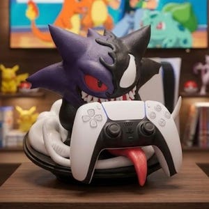 Gengar Venom Controller Holder for PS5 & Xbox | Pokémon Inspired Gaming Stand | 3D Printed Gamer Desk Decor | 17cm Controller Display