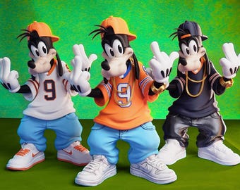 Figura coleccionable inspirada en Goofy urbano, 50 cm | Colores personalizados | Estatua impresa en 3D estilo urbano | Regalo de decoración moderno para gamers y coleccionistas