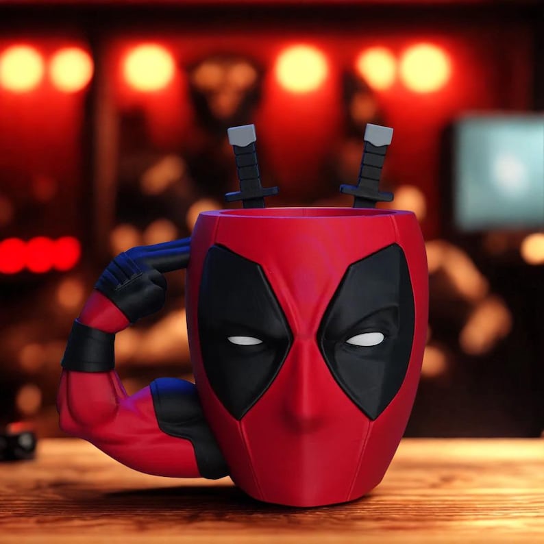 Deadpool Inspired Ice Cream Mug | 3D Printed Collectible Dessert Cup | Superhero Bowl Decor | 20cm Geek Gift for Gamers & Marvel Fans image 2