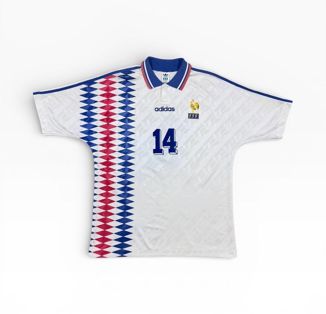 Vintage 1994 Away France Jersey Adidas Nameset Zidane 14 Made in