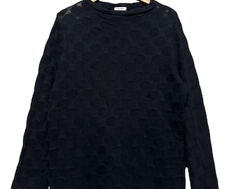 Vtg Plantation By Issey Miyake Embossed Polkadot Mesh Longsleeve Shirt Made In Japan Size 2
