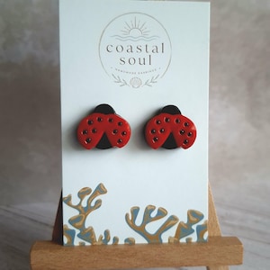 Ladybug Stud Earrings | Handmade Polymer Clay Earrings | Cute Bug Earrings | Tiny Red Ladybird Studs | Gift for Her