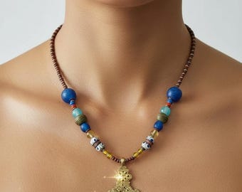 Collar con cruz ortodoxa etíope del Nilo Azul