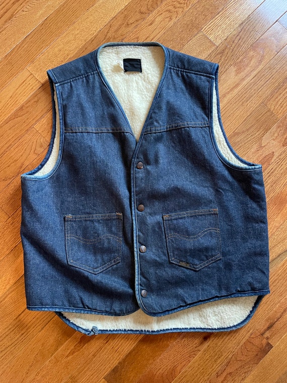 70s Western Fleece lined Vest Roebucks Men’s Large