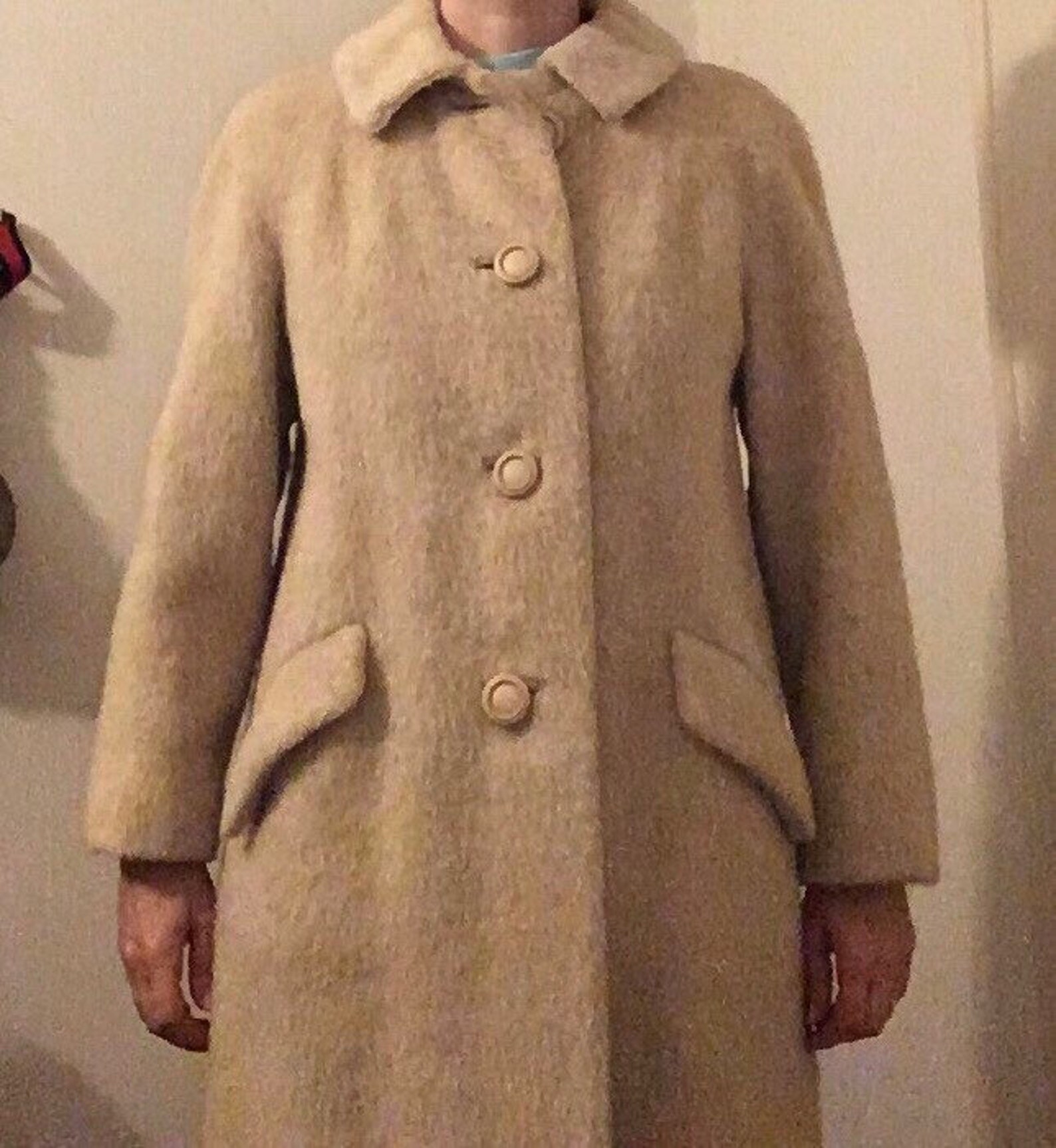 Vintage Alpaca White Brushed Wool Coat Women's Small Etsy