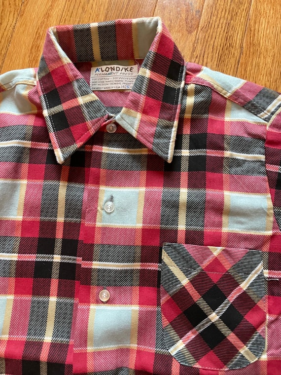 Klondike deadstock flannel shirt pink red plaid wo