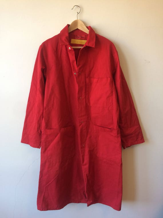 Red Workwear Work Long Teacher Lab Coat Smock Best | Etsy