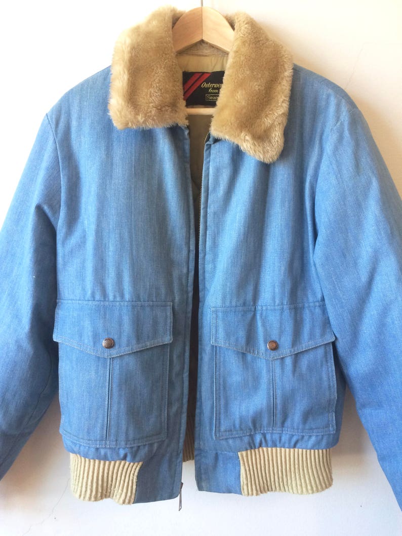 denim jacket with tan collar