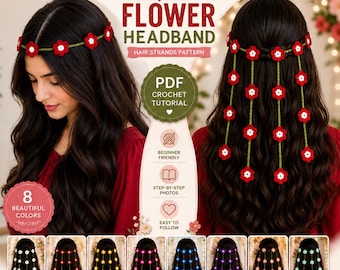Crochet Flower Headband Pattern, Boho Floral Hair Accessory Tutorial (PDF)