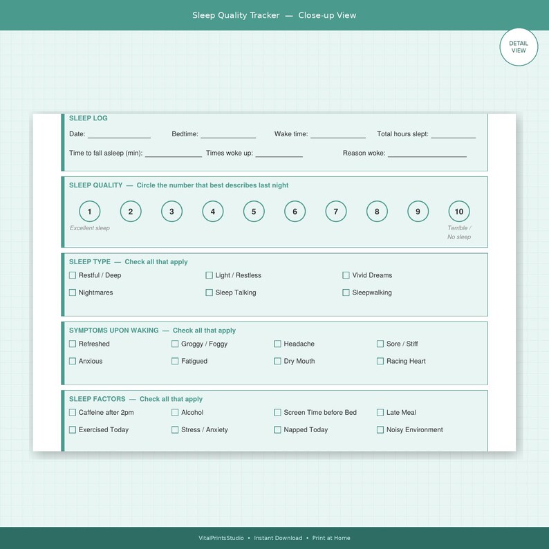 Sleep Quality Tracker Printable | Sleep Log Journal PDF | Insomnia ...