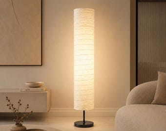 Pantalla de lámpara de pie de papel de arroz, pantalla de lámpara de pie japonesa Japandi, decoración minimalista de luz suave para el dormitorio.