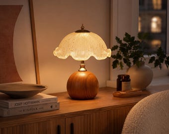 Flower Petal Desk Lamp Warm Ambient Table Lamp Glass Ceramic Bedside Lamp Cozy Bedroom Decor