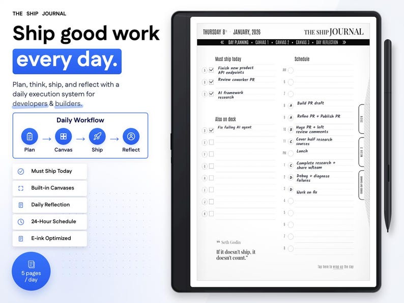 The Ship Journal | 2026 Developer Planner PDF for Kindle Scribe & iPad ...