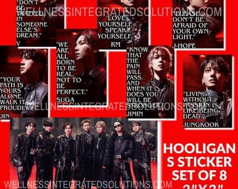 BTS HOOLIGAN MV and quotes inspired stickers