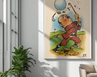 Pôster vintage de desenho animado de um bunker de golfe | Ilustração de bunker
