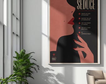 Pôster "Como Seduzir" | Pôster enrolado, impressão artística minimalista retrô
