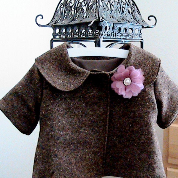 Brown Tweed Short Sleeved Jacket