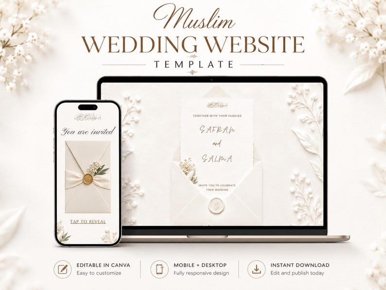 Site Layout Map Example Muslim Wedding Website Template, Editable Canva Nikkah & Walima ...