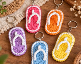 Crochet Flip Flop Keychain Pattern PDF Mini Sandal Keychain Pattern Digital Download Crochet Bag Charm Pattern Easy Beginner Pattern DIY PDF