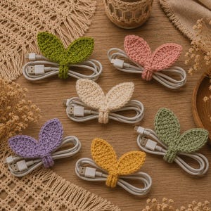 Organiseur de câbles en forme de feuille au crochet, modèle PDF de porte-câbles au crochet, modèle de marque-page au crochet PDF facile, idée cadeau pour les amoureux des livres au crochet