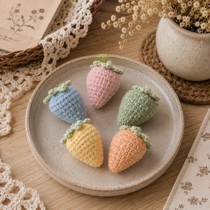 Crochet Strawberry Pattern PDF Mini Strawberry Crochet Pattern Easy Crochet Fruit Pattern Amigurumi Strawberry Pattern Beginner Crochet DIY