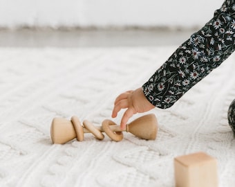Natural Wooden Baby Rattle: Classic Montessori Toy