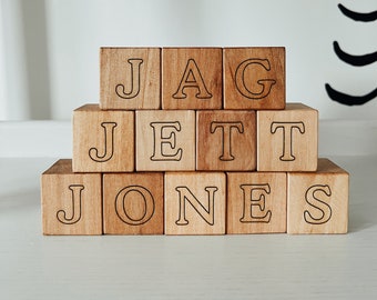 Personalized Baby Blocks - Organic Wood Name Blocks for play, photos, nursery decor