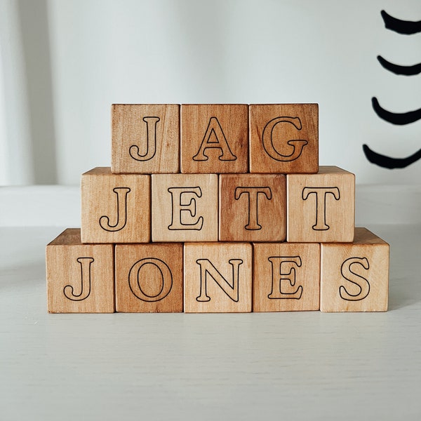 Personalized Baby Blocks - Organic Wood Name Blocks for play, photos, nursery decor