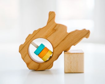 West Virginia State Wooden Baby Rattle /™