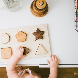 Rompecabezas de madera con formas: Juguete Montessori para niños pequeños imagen 5