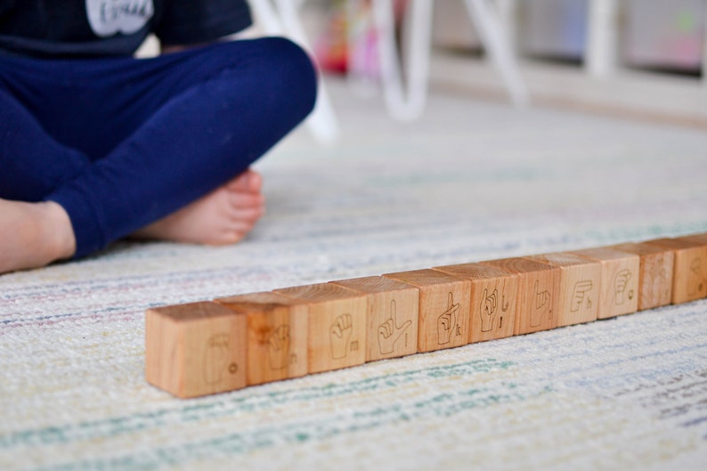 Sign Language Blocks ASL Learning Toy Blocks for Preschool Etsy