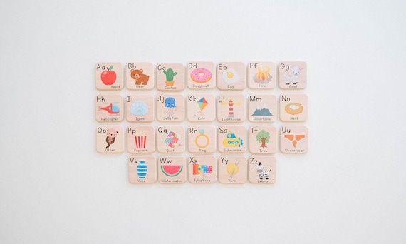 Wooden Alphabet Flash Cards: Montessori ABC Learning Toy