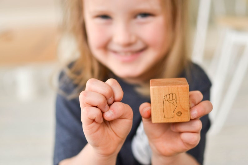 Sign Language Blocks ASL learning toy blocks for preschool and toddlers American Sign Language image 4