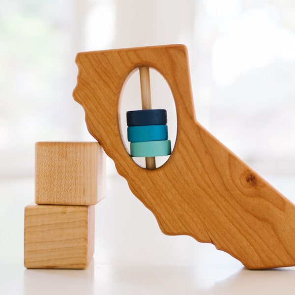 California State Rattle™ - Modern Wooden Baby Toy - Organic and Natural