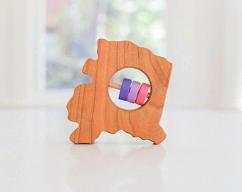 Alaska State Rattle™ - Modern Wooden Baby Toy - Organic and Natural