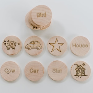 Juego de memoria, juego de combinación, juguete de madera, juguete educativo, juguete de aprendizaje, juego para niños pequeños, juguetes Montessori, juego de tarjetas didácticas con palabras a la vista